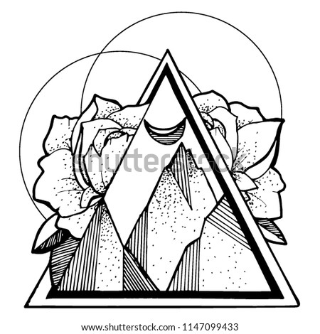 Creative illustration tatoo mountines eps10