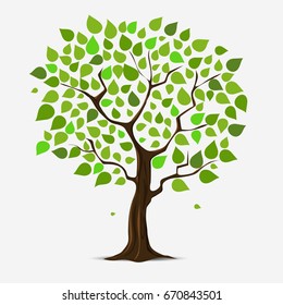 Creative illustration of tree with green leaves.