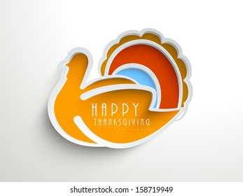 Creative illustration of turkey bird for Happy Thanksgiving, can be use as flyer, banner or poster. 