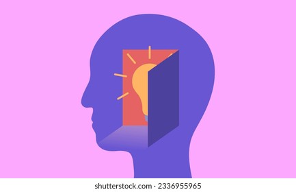 Creative illustration of turning on the brain and bursting with inspiration