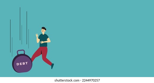 Creative Illustration vector graphic cartoon character of businessman in heavy debt. Suitable to place on content about financial education.Businessman carrying debt bomb