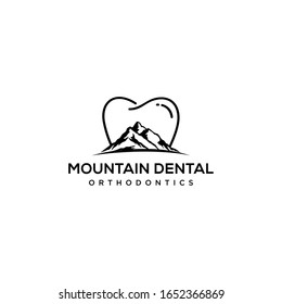 Creative Illustration vintage Simple Mountain on dental sign Logo Design Vector