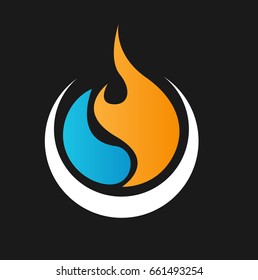 creative illustration of water ,fire and crescent. icon is designed in vector format.
