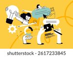 Creative illustration of website design and development, content management. Vector concept for web banner, social media banner, business presentation, marketing material. 