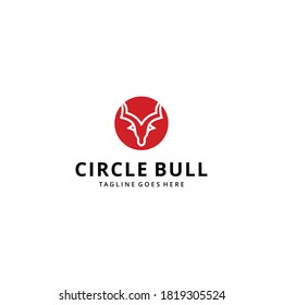 Creative illustration wild bull with sharp horns logo icon design vector