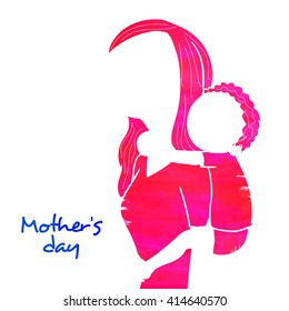 Creative illustration of a woman carrying child on her back, Concept for Mother's Day celebration.