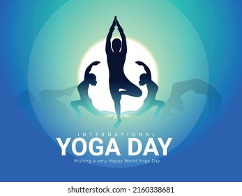 Creative illustration of woman doing yoga for International Yoga Day on 21st June