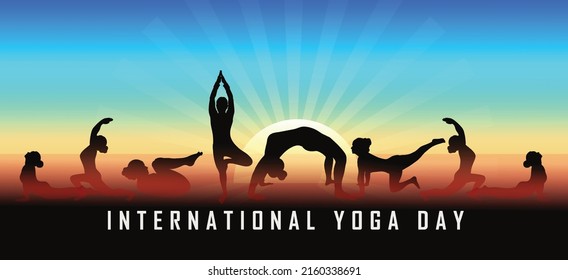 Creative illustration of woman doing yoga for International Yoga Day on 21st June