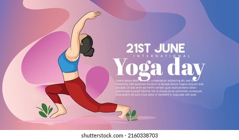 Creative illustration of woman doing yoga for International Yoga Day on 21st June