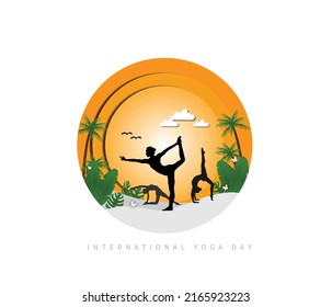 Creative illustration of woman doing yoga for International Yoga Day on 21st June