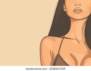 Ilustración creativa de una mujer en ropa interior. Gráfico de Vector minimalista