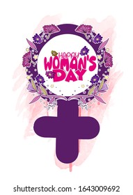 Creative illustration of Womens Day celebration.girl with splash and flowers for poster card banner 
