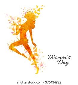 Creative illustration of a young girl with abstract design for Happy Women's Day celebration.