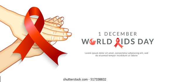 Creative illustration,banner or header of world aids day.