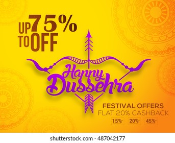 Creative illustration,banner or poster of dussehra with ten headed Ravana.