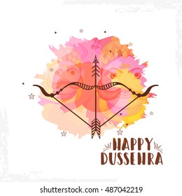 Creative illustration,banner or poster of dussehra with ten headed Ravana.