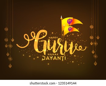Creative illustration,poster or banner of Guru Nanak Jayanti celebration.