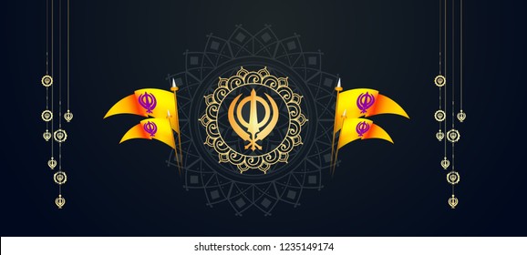 Creative illustration,poster or banner of Guru Nanak Jayanti celebration.