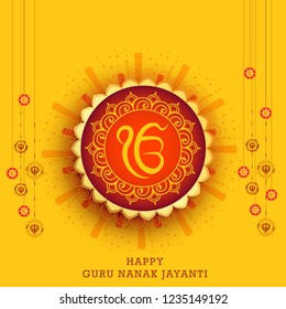 Creative illustration,poster or banner of Guru Nanak Jayanti celebration.