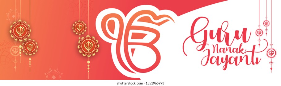 Creative illustration,poster or banner of Guru Nanak Jayanti celebration.