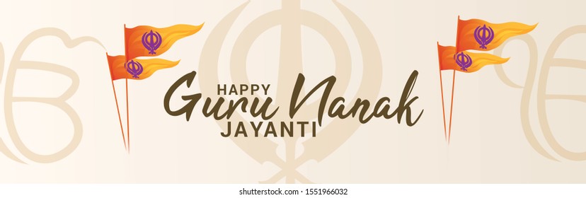 Creative illustration,poster or banner of Guru Nanak Jayanti celebration.