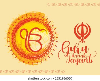Creative illustration,poster or banner of Guru Nanak Jayanti celebration.