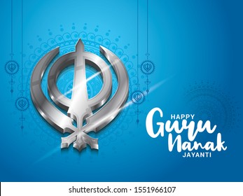 Ilustración creativa, afiche o pancarta de la celebración de Guru Nanak Jayanti.