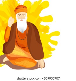 Creative illustration,poster or banner of Guru Nanak Jayanti celebration.