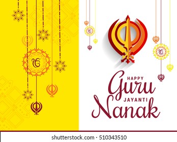 Creative illustration,poster or banner of Guru Nanak Jayanti celebration.