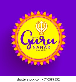Creative illustration,poster or banner of Guru Nanak Jayanti celebration.