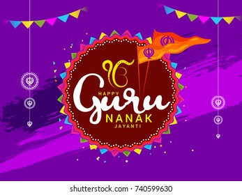 Creative illustration,poster or banner of Guru Nanak Jayanti celebration.