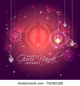 Creative illustration,poster or banner of Guru Nanak Jayanti celebration.
