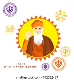 Creative illustration,poster or banner of Guru Nanak Jayanti celebration.