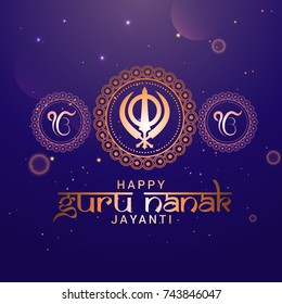 Creative illustration,poster or banner of Guru Nanak Jayanti celebration.