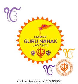 Creative illustration,poster or banner of Guru Nanak Jayanti celebration.