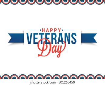 Creative illustration,poster or banner of happy veterans day with u.s.a flag background.