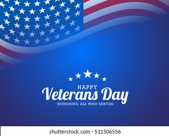 Creative Illustration,poster Or Banner Of Happy Veterans Day With U.s.a Flag Background.