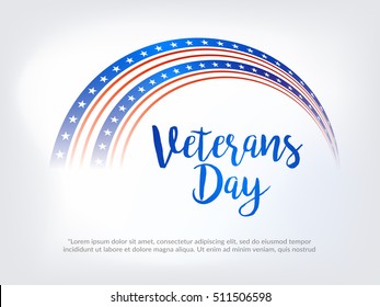 Creative illustration,poster or banner of happy veterans day with u.s.a flag background.