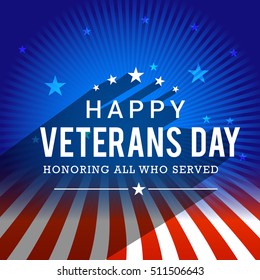 Creative Illustration,poster Or Banner Of Happy Veterans Day With U.s.a Flag Background.