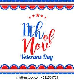 Creative illustration,poster or banner of happy veterans day with u.s.a flag background.