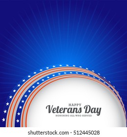 Creative illustration,poster or banner of happy veterans day with u.s.a flag background.