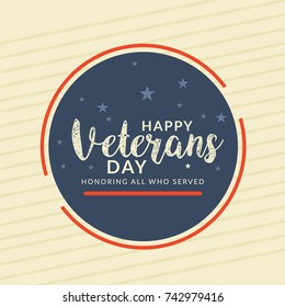 Creative illustration,poster or banner of happy veterans day with u.s.a flag background.