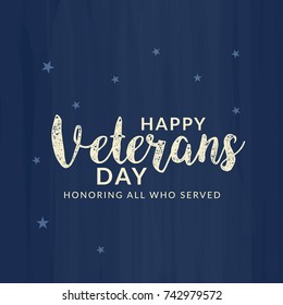 Creative illustration,poster or banner of happy veterans day with u.s.a flag background.