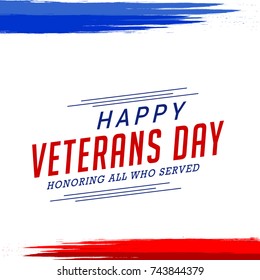 Creative illustration,poster or banner of happy veterans day with u.s.a flag background.