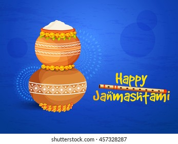 Creative illustration,poster or banner for indian festival of janmashtami celebration.