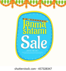 Creative illustration,poster or banner for indian festival of janmashtami celebration.