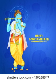 Creative illustration,poster or banner for indian festival of janmashtami celebration.