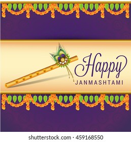 Creative illustration,poster or banner for indian festival of janmashtami celebration.