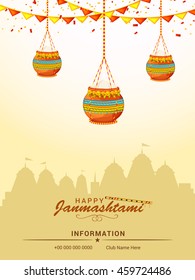 Creative illustration,poster or banner for indian festival of janmashtami celebration.