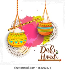 Creative illustration,poster or banner for indian festival of janmashtami celebration.